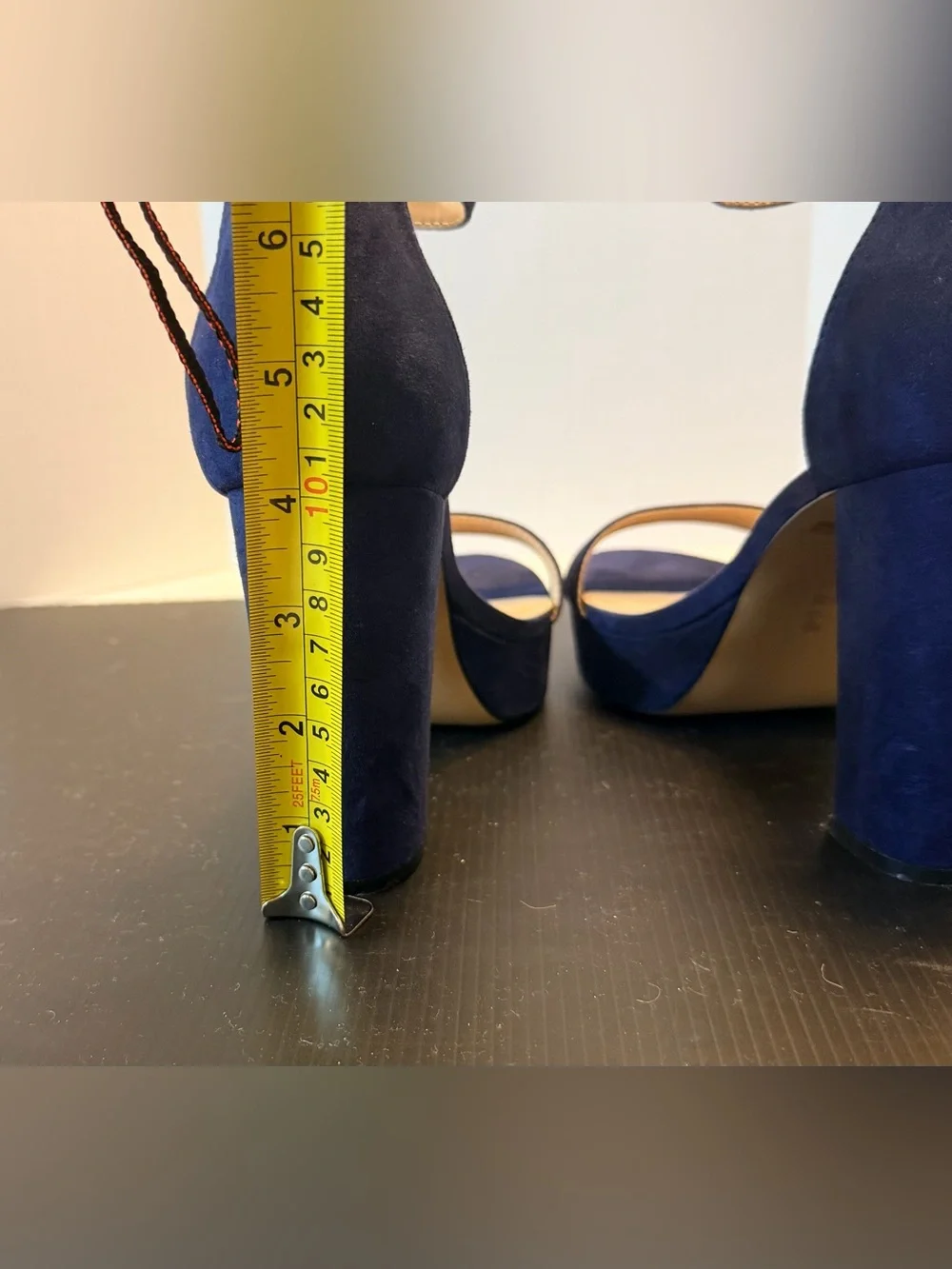 Women's Navy Suede Ankle Strap Block Heel Sandals Size 7
